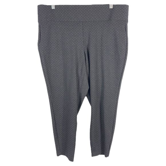 Torrid Plus Size 1X Cropped Leggings Black Gray‎ Dotted Pull On Capri Pants 496 - Picture 1 of 8